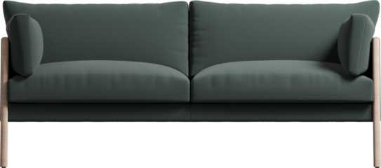 Front view of modern green sofa