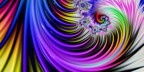 Multicolor spiral background, modern beauty computer generated art, digital abstract , futuristic . fractal design, 3D rendering, 3D illustration