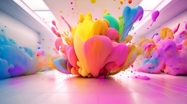 colorful colorsplash explosion in clean room