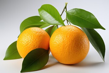 Isolated fresh orange in white background, generative IA