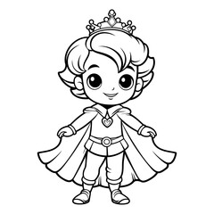 Cute cartoon princess for coloring book or page.