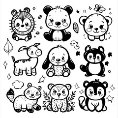 kid's coloring book, cute animals