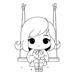 cute little girl sitting on a swing. eps