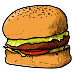 hamburger fast junk food illustration png