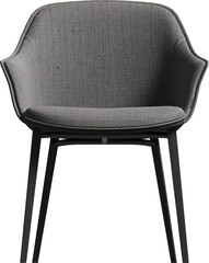 Front view of modern gray dinner armchair