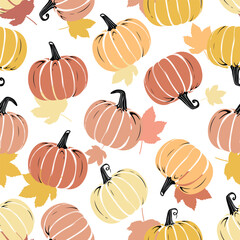 Vector Colorful Style Halloween and Thanksgiving pumpkins Repeatable and Pattern and Printable Texture Happy Halloween Trick or Treat Wallpaper Design