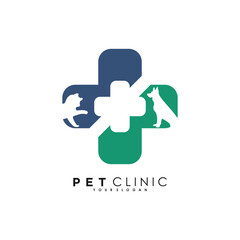 Pet clinic logo design vector with illustration creative concept