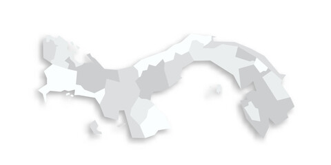 Panama political map of administrative divisions - provinces. Grey blank flat vector map with dropped shadow.