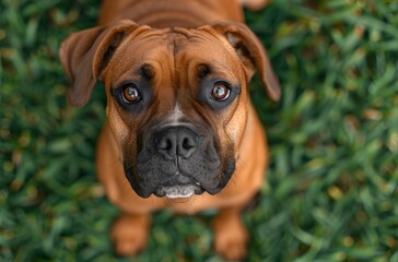 Fototapeta premium Boxer stands in the grass