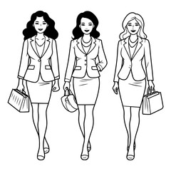 Fashion business women cartoon in black and white vector illustration graphic design