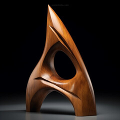 abstract sculpture of a twisted manta ray, carved out of bass wood, minimalism, abstract impressionism сreated with Generative Ai