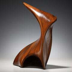 abstract sculpture of a twisted manta ray, carved out of bass wood, minimalism, abstract impressionism сreated with Generative Ai
