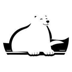 Polar bear in the sea in flat style.