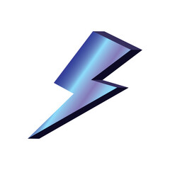 Lightning neon illustration in trendy retro style. Cartoon thunder bolt. Trendy pop art, drawing, sticker for print. Vector isolated on white background.