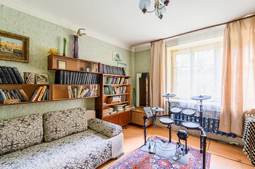 standard interior apartment. living room with sofa