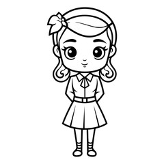 Fototapeta na wymiar Coloring book for children: girl in school uniform (vector)