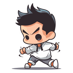 Kung fu kung fu boy cartoon character vector illustration graphic design