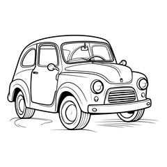 vintage car. hand drawing on a white background