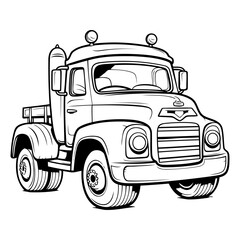 Truck - vector illustration for coloring book. Black and white.