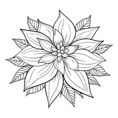 Flower coloring book page for adults. Hand drawn.
