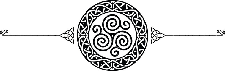 Elegant Celtic Symbols Header - Triquetras, Triskeles - obrazy, fototapety, plakaty