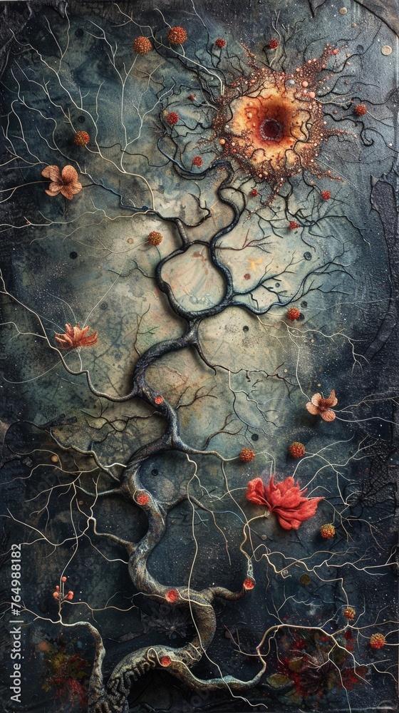 Fototapete craft an imaginative artwork symbolizing the connection between advanced neuroscience and successful