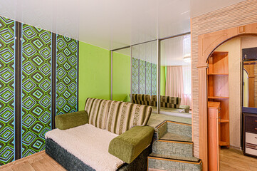 standard interior apartment. living room with sofa