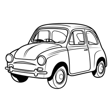 Vintage car isolated on white background. Hand drawn vector illustration.