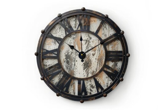 Round wall clock isolated on white background