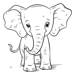 Vector illustration of a cute elephant. Coloring book for children.