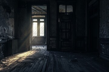 Fototapeta na wymiar Deserted Abandoned room. Scary empty inside. Generate Ai