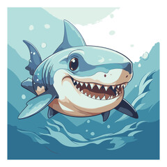 Cartoon shark in the water for your design.