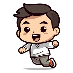 Cute Boy Running - Cartoon Vector Illustrationï»¿