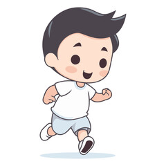 Obraz na płótnie Canvas Running baby boy cartoon character vector illustration. Cute little boy running.