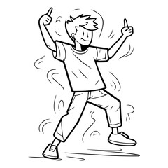 Vector illustration of a young man dancing. Hand drawn sketch style.