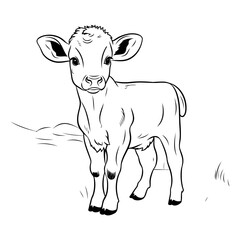Vector image of a cow on a white background. Farm animal.