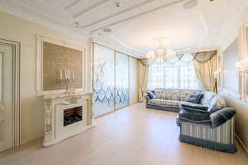 standard interior apartment. living room with sofa