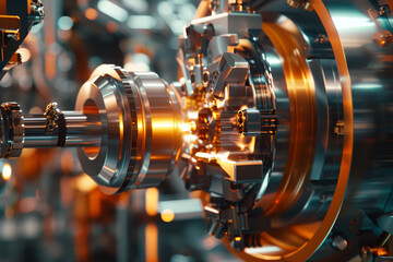 Fototapeta premium A close-up of a robotic arm in an industrial factory, its precise movements symbolizing the automation of modern manufacturing processes