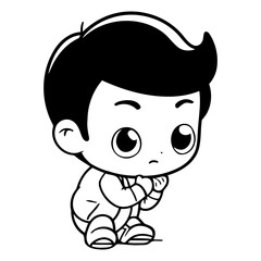 Cute little boy cartoon character vector illustration. Cute little boy vector illustration.