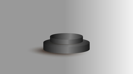 3D black podium on white background