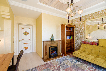 standard interior apartment. living room with sofa