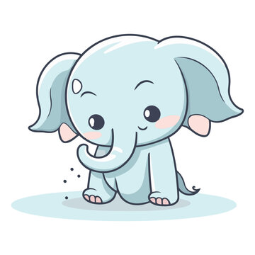 Cute cartoon elephant of a cute baby elephant.