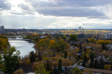 Fototapeta na wymiar Calgary city in autumn.