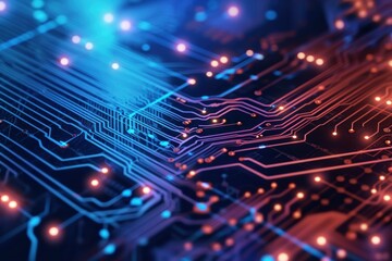 Fototapeta premium Technological Abstract microchip board. Modern component. Generate AI