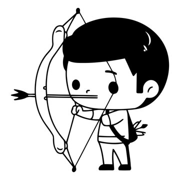 Cupid with bow and arrow cartoon vector illustration. Cupid with arrow.