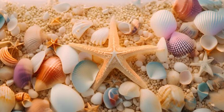 sea shells and starfish background 4K Video