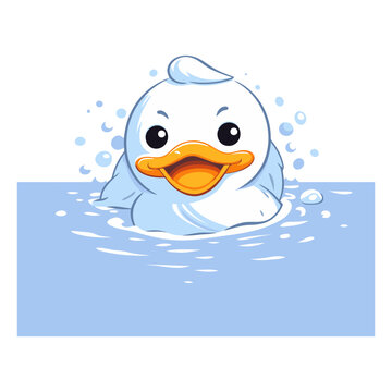 Illustration of a Cute Snowman Swimming in the Water