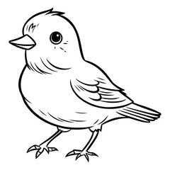 Black and White Cartoon Illustration of Little Bird Bird Character for Coloring Book