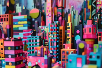 Intricate Abstract city paper. Estate office model. Generate Ai