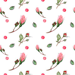 Jointless pattern with Rose buds and Dots